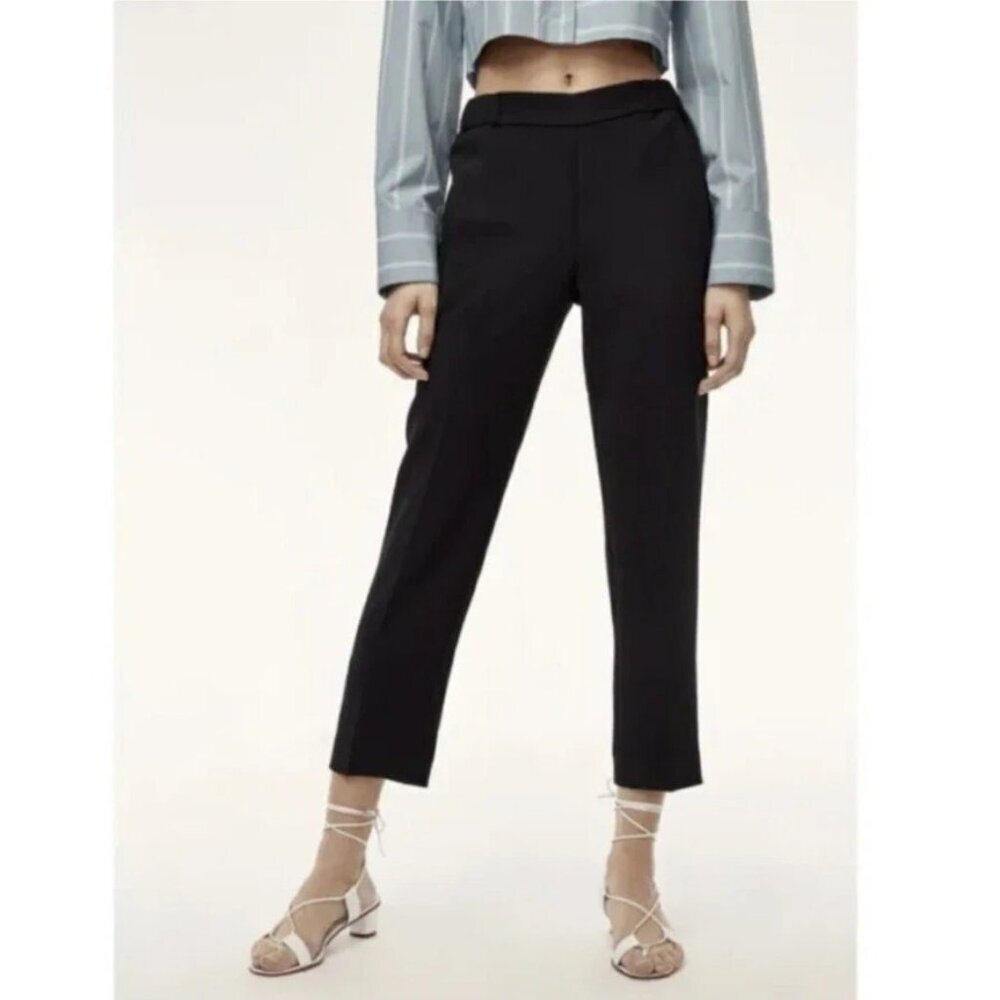 Aritzia WILFRED 4 Crepe Darontal Pull-On Cropped Dress Pants Trousers Black